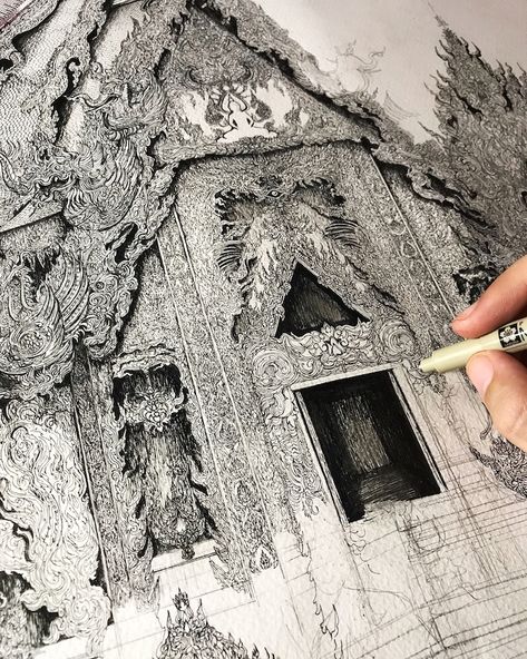 Drawing Street, Texture Architecture, Detail Drawing, Building Drawing, Famous Buildings, Detailed Drawings, Architectural Details, Architecture Sketch, Studio Art