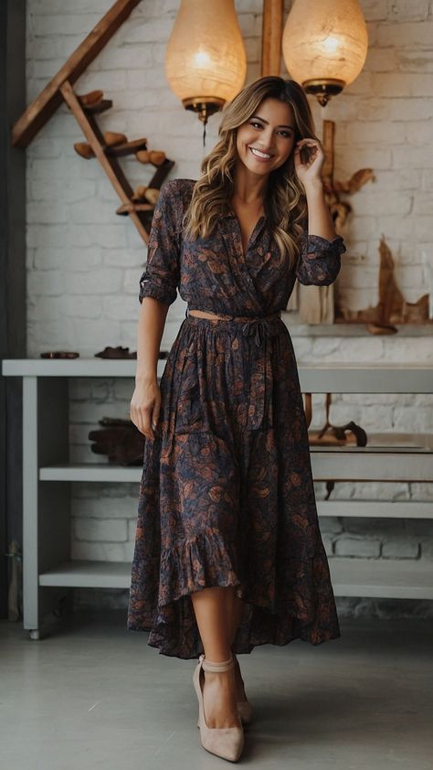 Discover the perfect fall maxi dress outfit for casual or wedding events in 2023 This stylish ensemble includes boots shoes and the right size for a plus size outfit Pair it with casual sweater options like long sleeve options for women Dressy Boho Dress, Sweater Over Maxi Dress Plus Size, Maxi Dress Thanksgiving, Maxi Dress With Boots Wedding, Fall Dress With Cowboy Boots Country Weddings, Fall Long Dresses With Boots, Maxi Dress Styling Winter, Flowy Midi Dress Outfit, Fall Dresses For Engagement Photos