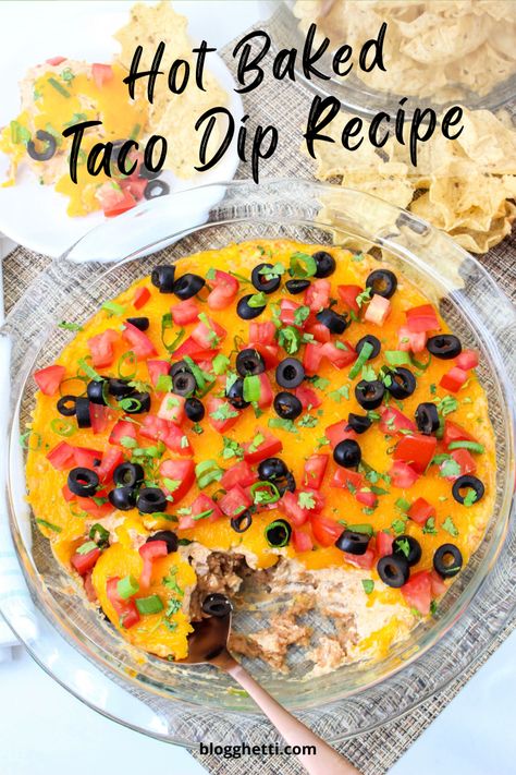 Touch Down Taco Dip, Taco Dip Hot Easy, Refried Bean Taco Dip, Baked Taco Dip With Cream Cheese, Baked Mexican Cheese Dip, Hot Taco Dip With Refried Beans, Walking Taco Dip, Baked Mexican Dip, Taco Dip With Cream Cheese Refried Beans