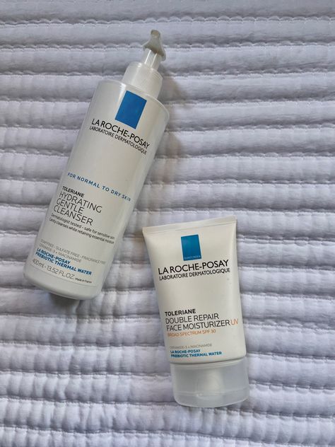 skincare products for cleansing and spf La Roche Posay Skincare Routine, Clean Girl Aesthetic Skincare, Hailey Bieber Skin, Spf Face Moisturizer, Morning Skincare, Hydrating Cleanser, Body Smells, Skincare Essentials, Affordable Skin Care