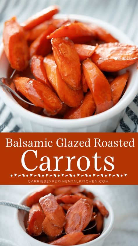 Fresh diced carrots tossed in a balsamic honey glaze; then roasted until golden brown and tender make a delicious vegetable side dish.  #carrots #vegetables Glazed Roasted Carrots, Roasted Glazed Carrots, Balsamic Glazed Carrots, Braised Carrots, Balsamic Carrots, Balsamic Carrots Roasted, Oven Roasted Carrots, Glazed Carrots Recipe, Veggie Side Dish Recipes