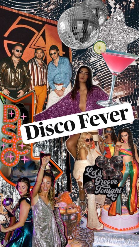 Party inspiration Birthday Party Ideas Disco Theme, Disco Theme Birthday Party Outfit, Disco Inspired Outfits Party, Duo Party Outfits, 80 Disco Party, Decades Party Theme, 70s Disco Party Aesthetic, Disco Party 70s, Studio 54 Birthday Party