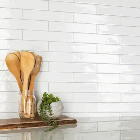 Subway Tile Backsplash Kitchen, White Kitchen Tiles, Grey Wood Floors, Subway Tile Kitchen, Natural Stone Flooring, Tile Kitchen, Merola Tile, Subway Tile Backsplash, Feature Tiles