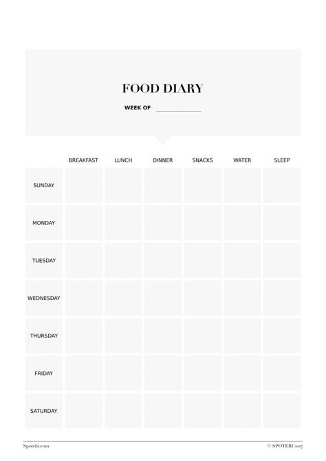 Food Diary Printable, Food Diary Template, Fitness Tracker Printable, Fitness Diary, Motivasi Diet, Diary Template, Ideal Body Weight, Meal Planner Template, Food Tracker