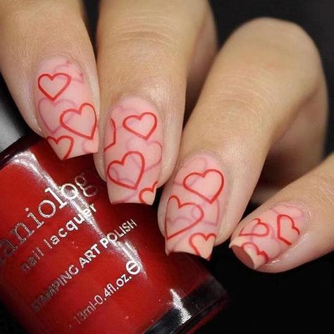 Valentine Nail, February Nails, Heart Nail Art, Valentines Day Nails, Valentine Nails, Nail Art Stamping, Nail Stamping Plates, Nails Square, Nails For Women