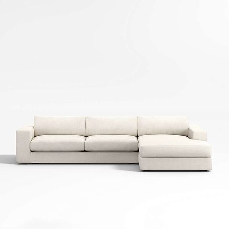 Oceanside 2-Piece Right-Arm Chaise Sectional | Crate and Barrel Couches Living, Small Sectional Sofa, Small Sectional, Chaise Sectional Sofa, Bumper Sectional, Sofa Review, Sectional Sofa Couch, Chaise Sectional, Living Room Sectional