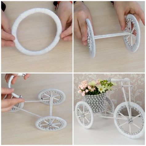 How To Make Bicycle Craft, 4x4 Wood Crafts, Bicycle Handmade, Bicycle Planter, Diy Bicycle, Bicycle Crafts, Metdaan Diy, Diy Butter, Diy Hot Air Balloons