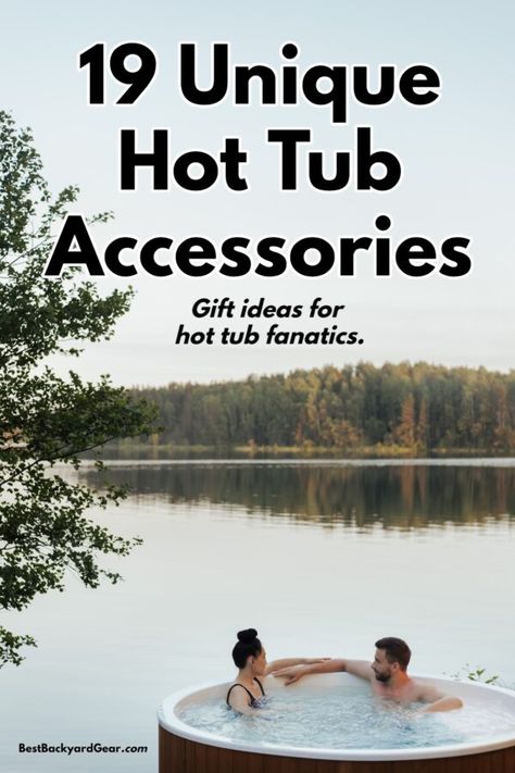 Unique Hot Tub Accessories: 19 Cool Gifts For Hot Tub Fanatics Outdoor Decor Around Hot Tub, Hot Tub Patio Ideas Diy, Hot Tub Accessories Towel Racks, Hot Tub Deck Decorating Ideas, Decorating Ideas For Hot Tub Area, Roof Over Hot Tub Ideas, Hot Tub Gift Ideas, Hot Tub Decor Ideas Backyard, Inflatable Hot Tub Porch Ideas