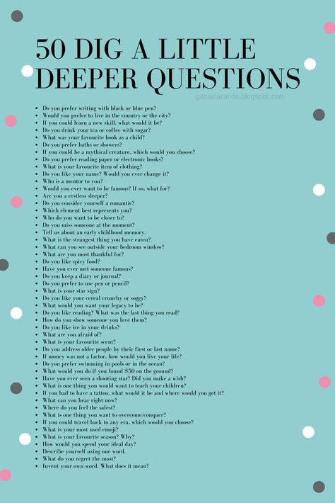 Here are 50 questions that I have never been asked to before I found these questions on Pinterest (the magical place where you can lit... Deep Conversation Topics, Conversation Starter Questions, Journal Questions, Conversation Topics, Fun Questions To Ask, Deep Questions, Getting To Know Someone, Deeper Conversation, Vie Motivation