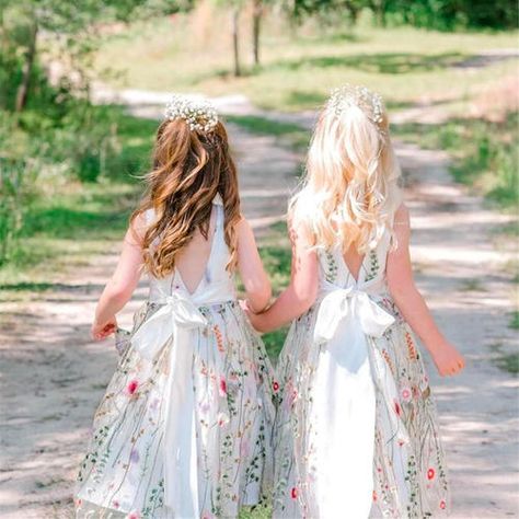 Wildflower Floral Embroidered Tulle Flower Girl Dress- 1-10 Years Floral Flower Girls, Embroidered Flower Girl Dresses, Blue Floral Flower Girl Dress, Unique Flower Girl Ideas, Wildflower Flower Girl Dress, Colorful Flower Girl Dresses, Spring Flower Girl Dresses, Older Flower Girl Dresses, Pastel Flower Girl Dresses