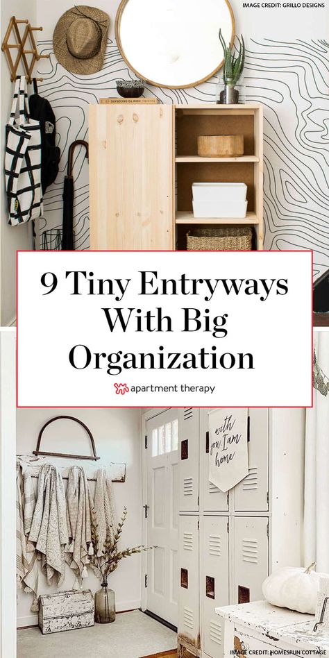 Storage Ideas for Small Entries - Smart Organization for Small Entryways | Apartment Therapy Small Entryway Organization, Entryway Storage Ideas, Entryway Apartment, Tiny Entryway, Nordic Winter, Apartment Entryway, Mudroom Entryway, Small Entryways, Entry Way Design