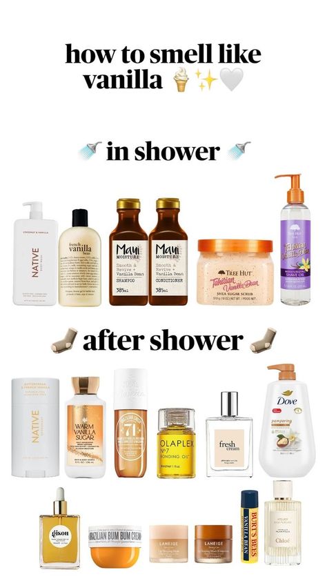 Best Shower Routine Products, How To Make Your Room Smell Like Vanilla, Vanilla Scented Hair Products, Vanilla Scent Products, Best Bodycare Products, Vanilla Smell Good, Vanilla Signature Scent, Best Vanilla Body Lotion, Good Smelling Hair Products