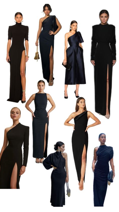 Black Tie Dress Code Women, Black Wedding Guest Outfits, Black Tie Wedding Attire, Formal Attire For Women, Black Dinner Dress, Simple Elegant Dress, Cocktail Wedding Attire, Black Tie Outfits, Black Tie Event Dresses