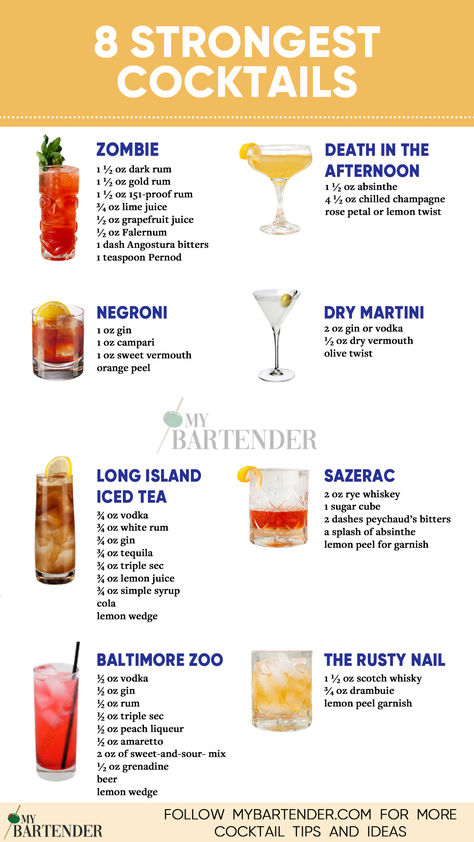 Strongest Cocktails Flaming Cocktails, Manly Cocktails, Whiskey Cocktails Easy, Bartender Drinks Recipes, Strong Cocktails, Cocktail Recipes Whiskey, Bartender Drinks, Cocktail Drinks Alcoholic, Boozy Drinks