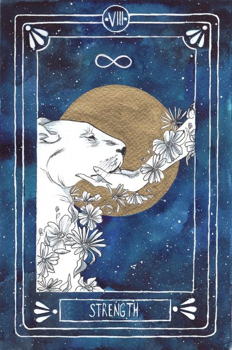 Strength Card, Tarot Card Artwork, Tarot Cards Art Illustration, Strength Tarot, Unique Tarot Decks, Tarot Card Tattoo, Tarot Tattoo, Tarot Magic, Arte Peculiar