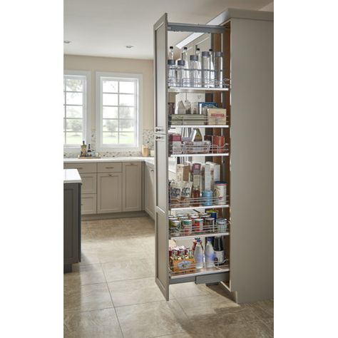 Rev-A-Shelf Rev-A-Shelf Pullout Between Cabinet Wall Filler Shelf Storage | Wayfair Tall Pantry Cabinets, Pantry Pullout, Slide Out Pantry, Tall Pantry Cabinet, Open Pantry, Pull Out Pantry, Pantry Cabinets, Pantry Organizers, Rev A Shelf