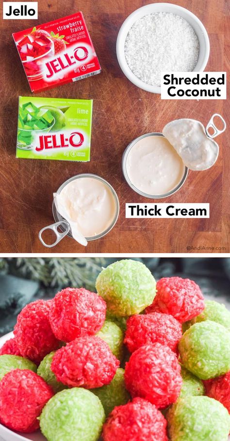 Strawberry Jello Coconut Balls, Jello Coconut Balls, Moms Christmas Jello Balls Recipe, Jello Balls How To Make, Christmas Jello Balls Recipe, Jello Cookies Christmas, Cookies Made With Jello, Jello Snowballs, Jello Balls Recipe