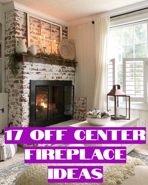 Corner Fireplace Mantels, Off Center Fireplace, Chimney Decor, German Schmear, Country Fireplace, White Brick Fireplace, Mantel Ideas, Brick Fireplace Makeover, Cosy Cottage