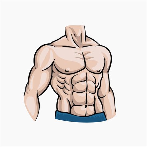 Anime Six Pack Drawing, 6 Pack Abs Men, Body Builder Art, Abs Drawing, How To Draw Abs, Six Pack Abs Men, Men Drawing, App Drawings, Dog Template