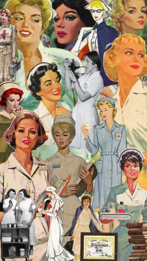 #nurse #vintagenurse #nurseart #vintage Vintage Nurse Pictures, Vintage Nurse Photoshoot, Vintage Nursing Pictures, Vintage Nurse Art, Nurse Asethic Pictures, Vintage Nurse Aesthetic, Army Nurse Aesthetic, Vintage Medical Aesthetic, Nurses Images