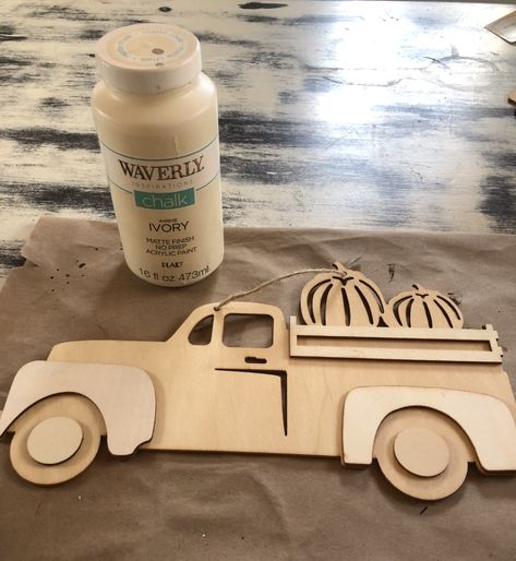 Dollar Tree Fall Vintage Truck Sign - Create Make Decorate with Nikki Wooden Truck Painting Ideas, Dollar Tree Truck Sign Diy, Fall Truck Painting, Vintage Truck Painting, Fall Truck Decor, Mailbox Planter, Crafts Thanksgiving, Farmhouse Thanksgiving, Truck Crafts