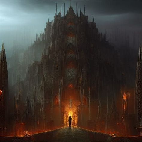 Fantasy Castle Entrance, Dark Fantasy Environment, Fantasy Environment Concept Art, Fantasy Castle Art, Dark Fantasy Castle, Fantasy Artwork Landscape, Witches Castle, Enchanted Kingdom, Fantasy Demon