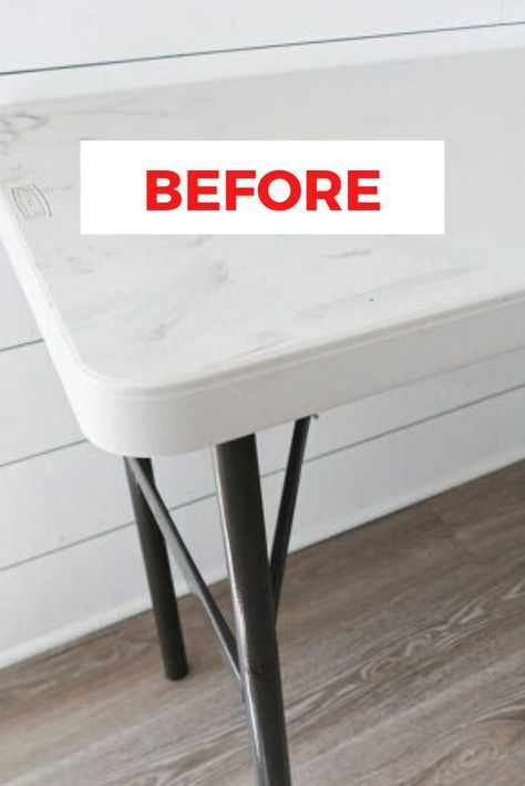 Don't know what to do with your old white foldable table that's been sitting outdoors for a while? Check this great DIY idea and learn how to paint it to make it look like wood. #diy #plastictable #makeover Painting Plastic Furniture, Folding Table Diy, Retique It, Concrete Painting, Porch Colors, Painting Concrete Porch, Colors Painting, Foldable Table, Plastic Table