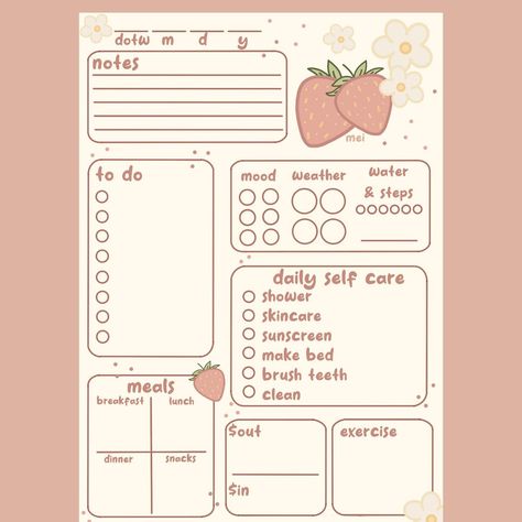 Daily Planner Book Aesthetic, Free Digital Templates, Cute Planner Aesthetic, Aesthetic Chart Ideas, Aesthetic Study Planner Template, To Do List Ideas Aesthetic, Cute Note Template, Study Planner Aesthetic, Planner Illustrations