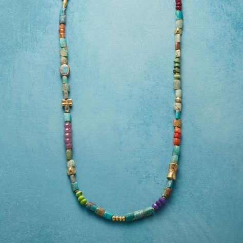 Turquoise, ruby, amethyst, carnelian, crystal apple coral, copper and 22kt gold plated beads Nice Necklaces, Crystal Apple, Turquoise Stone Jewelry, Sundance Jewelry, Grey Pearl Necklace, Weird Jewelry, Handmade Jewlery, Ebb And Flow, Carnelian Crystal