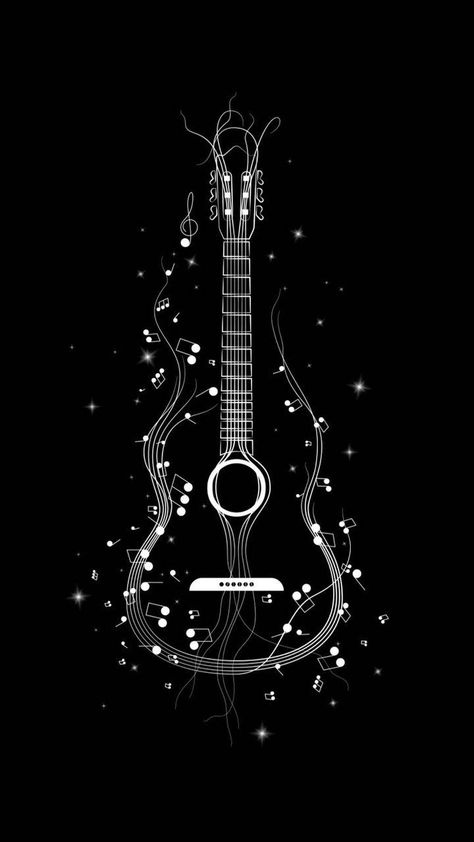 Guitar Wallpaper Iphone, Wallpaper Guitar, Guitar Drawing, Black Paper Drawing, Sketches Pencil, Black And White Art Drawing, Cute Black Wallpaper, Dark Phone Wallpapers, Phone Wallpaper For Men