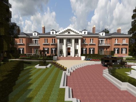 Georgian Mansion | ECS Minecraft Project Minecraft Modern Mansion, Minecraft Homes, Realistic Minecraft, Rich House, Construction Minecraft, Modern Minecraft Houses, Case Minecraft, Minecraft Decoration, Teknologi Futuristik