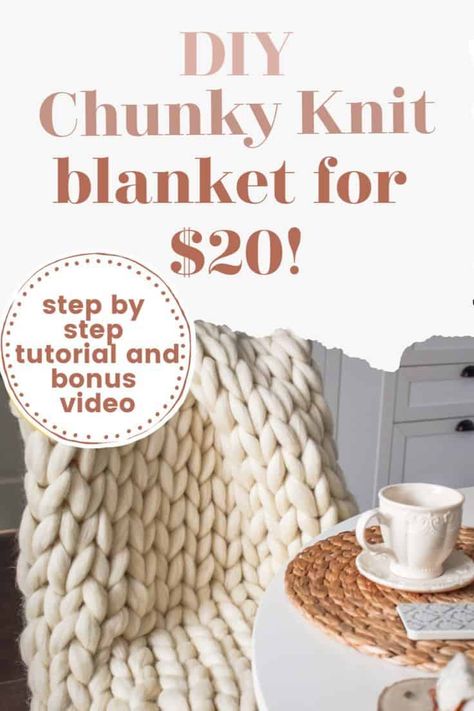 Arm Knitting Blanket Diy, Diy Chunky Knit Blanket, Chunky Blanket Diy, Chunky Yarn Blanket, Knot Blanket, Diy Knit Blanket, Blanket Tutorial, Arm Knitting Blanket, Chunky Crochet Blanket