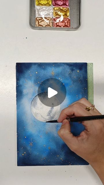 Watercolor tutorials and affordable art ❤️ on Instagram: "Easy galaxy painting ❤️
.
.
Paper: Baohong
Paints: various 
Brushes: Silver Black Velvet
.
.
#watercolorgalaxy #watercolormoon #watercolornightsky #galaxypainting #galaxy #watercolorpainting #moonpainting #aquarela #aquarelle #waterverfv #watercolorforbeginners" Galaxy Painting Easy, Watercolour Space Painting, Galaxy Painting Watercolor, Galaxy Watercolor Painting, Watercolour Galaxy Painting, Nebula Watercolor Painting, Watercolour Galaxy, Galaxy Bookmark Watercolor, Watercolor Night Sky