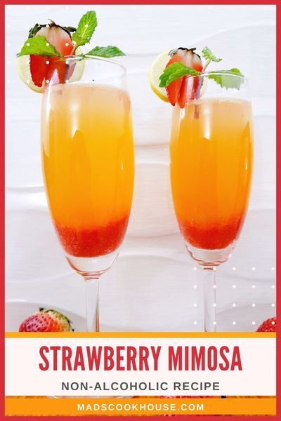 Virgin Strawberry Mimosa, Virgin Mimosa Recipe Brunch, Virgin Cocktails Recipes Non Alcoholic, Virgin Breakfast Drinks, Virgin Drinks For Parties, Mocktails For Brunch, Virgin Summer Cocktails, Virgin Mimosas Non Alcoholic, Virgin Brunch Drinks