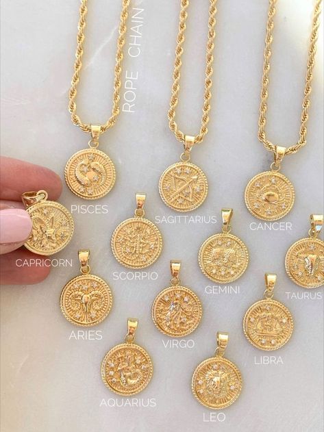 Our Zodiac Collection is gold filled and ready to wear with confidence. Show off your personality with our stunning gold filled Astrology pendant hung on a gold rope filled chain, making a perfect statement piece to add to your daily look or perfectly layered with other necklaces. A jewelry collection that amplifies your everyday style with meaning. Affordable gold filled jewelry for every vibe. Give the perfect gift this holiday season with our custom jewelry pouch included with every purchase. Sagittarius Dates, Aries Dates, Mayan Zodiac, Taurus Dates, Horoscope Necklace, Zodiac Sign Necklace, Zodiac Collection, Sign Necklace, Chain Making