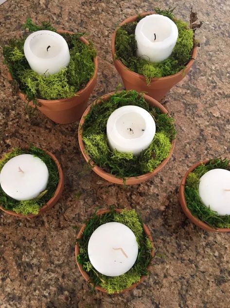 DIY Terra Cotta Candle Holders | Hometalk Terra Cotta Candle Holder, Terra Cotta Pots, Faux Brick Walls, Pot Crafts, Diy End Tables, Easter Tablescapes, Rustic Crafts, Citronella Candles, Plant Ideas