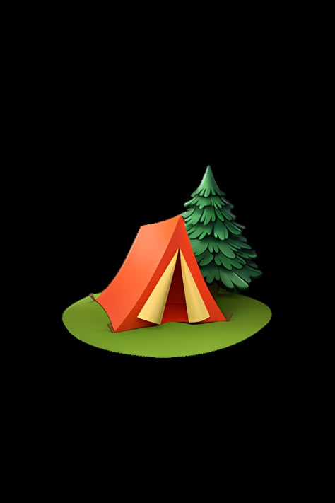 The emoji 🏕️ depicts a small tent with a triangular roof and a door flap. The tent is set on a grassy patch with a few trees in the background. The overall appearance of the emoji is simple and cartoonish, with a few details such as the tent poles and the grass blades visible. The color scheme is predominantly green and brown, with a touch of blue for the sky. Camping Emoji, Tree Emoji, Emoji Tattoo, Grand Theft Auto Artwork, Apple Emojis, Snap Stickers, Lego Hotel, Geometric Photography, Icon Emoji