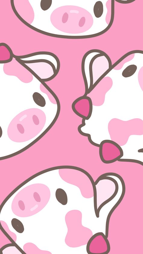 Candy Phone Wallpaper, Cute Strawberry Cow Wallpaper, Pink Cow Wallpaper, Strawberry Cow Wallpaper, Southern Wallpaper, Pink Aesthetic Background, Cute Strawberry Cow, Wallpaper For Computer, Cow Wallpaper