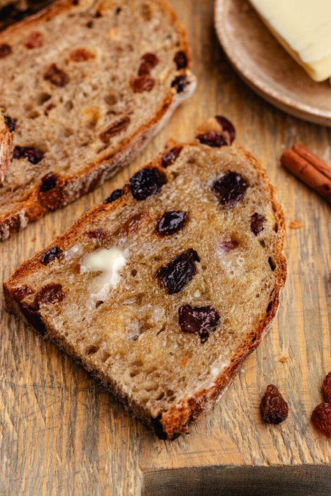 Bread Recipes Cinnamon Raisin, No Knead Artisan Bread Recipes, Cinnamon Raisin No Knead Bread, Free Form Bread Recipe, Bread Maker Cranberry Walnut Bread, Overnight Cinnamon Raisin Bread, European Breads Recipes, No Knead Raisin Cinnamon Bread, No Knead Raisin Bread