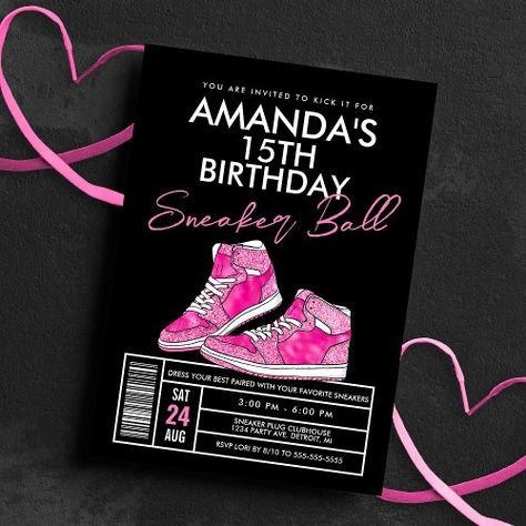 Sneaker Invitation, Pink Sneaker Ball, Sneaker Ball Invitation, Ball Sweet 16, Sneaker Party, Ball Invitation, Purple Sweet 16, Sweet 16 Party Decorations, Sneaker Ball