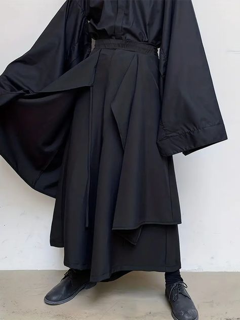 Men's Oversized Loose Fit Pants Japanese Street Style - Temu Mens Wide Leg Pants, Joggers Streetwear, Japanese Street Style, Hakama Pants, Loose Fit Pants, Tailored Fashion, Japanese Street, Style Punk, Japanese Streetwear