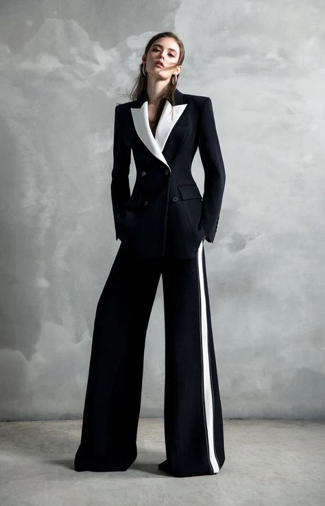 Shop NEW IN at RVN Official | RVN Official Formal Suits For Women, Black And White Suit, Woman Suit, Tuxedo Women, Urban Chic Fashion, White Tuxedo, White Suit, Leisure Fashion, Tuxedo Dress