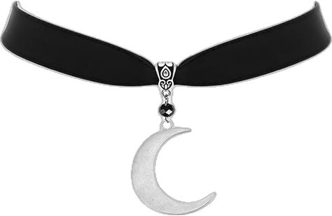 Moon Choker Necklace, Moon Choker, Witch Halloween Costume, Vampire Costume, Necklace Gothic, Crescent Necklace, Witch Jewelry, Witch Costume, Girls Necklaces