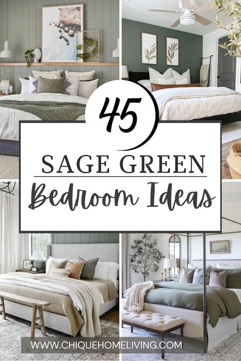 Sage Green Color Combinations Bedroom, Bedroom Inspirations Master Sage Green, Sage Grey Bedroom, Sage Green Comforter Bedroom Ideas, Sage Green White Bedroom, Sage Green Color Scheme Bedroom, Sage Bedroom Ideas Colour Palettes, Green Bedrooms Walls, Sage Paint Color Bedroom