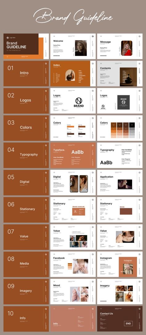 Brand Guideline PowerPoint Presentation PowerPoint Template Brand Guidelines Presentation Template, Logo Branding Template, Brand Book Guidelines, Personal Branding Presentation, Modern Powerpoint Templates, Brand Guideline Presentation, Branding Presentation Template, Brand Identity Guidelines Templates, Brand Identity Design Presentation