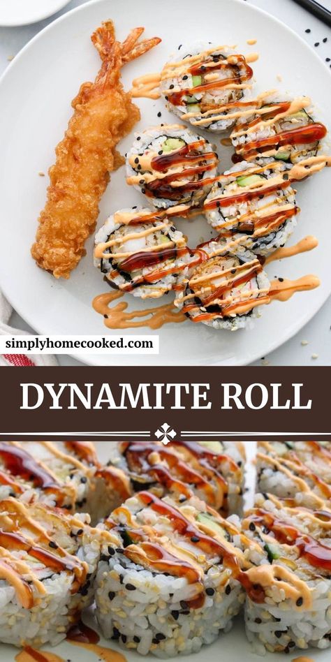 Dynamite Roll, Sushi Recipes Homemade, Sushi Roll Recipes, Easy Sushi, Sushi At Home, Homemade Sushi, Sushi Roll, Sushi Recipes, Sushi Rolls