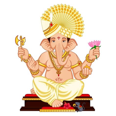 Vector happy ganesh chaturthi indian fes... | Premium Vector #Freepik #vector Ganpati Vector Illustration, Ganesh Illustration Art, Ganpati Vector Art, Ganesh Ji Illustration, Ganpati Bappa Illustration, Ganesh Chaturthi Illustration, Ganpati Illustration, Ganpati Vector, Ganesh Vector