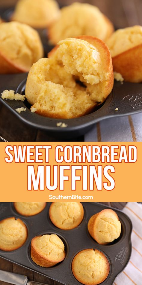 If you love Jiffy Corn Muffins, you're going to love this quick and easy recipe for homemade sweet cornbread muffins. Cornbread Sweet, Recipe Cornbread, Sweet Corn Muffins, Sweet Cornbread Muffins, Cornbread Muffins Recipe, Jiffy Corn Muffins, Cornbread Cake, Cornmeal Muffins, Cornbread Recipe Sweet