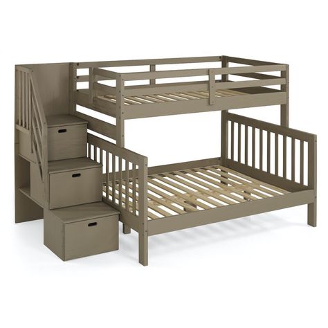 Redwood Rover Kids Twin Over Full Bunk Bed with Drawers | Wayfair Staircase Drawers, Underbed Drawers, Trundle Bed With Storage, Wood Bunk Bed, Solid Wood Bunk Beds, Twin Over Full Bunk Bed, Bunk Beds With Drawers, Wood Bunk Beds, Slatted Headboard