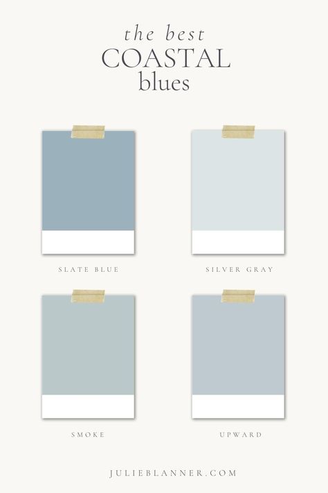 Beachy Blue Paint Colors, Exterior Home Colors, Beach House Paint Colors, Coastal Blue Paint, Soothing Paint Colors, Coastal Blues, Coastal Paint Colors, Coastal Paint, Beach House Colors